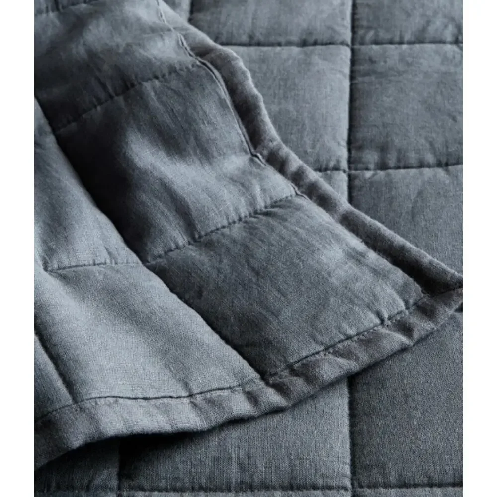 Quince European Linen Quilted Box Euro 26X 26”Sham Grey NWOT #80